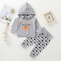 0-24M Autumn Baby Boys Girls Long Sleeve Cartoon Print Hoodie Sweatshirt Tops+Pants Trouser Costume Set