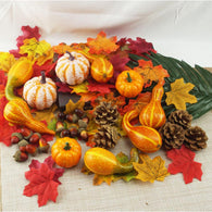 166pcs Artificial Autumn Mini Pumpkin Pinecones Leaves Acorns Berries Decoration Kit For Halloween Thanksgiving Halloween Party