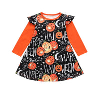 2019 Toddler Kids Baby Girls Long Sleeve Cartoon Halloween Print Princess Dress Outfits Children's Clothing Dresses for Girls