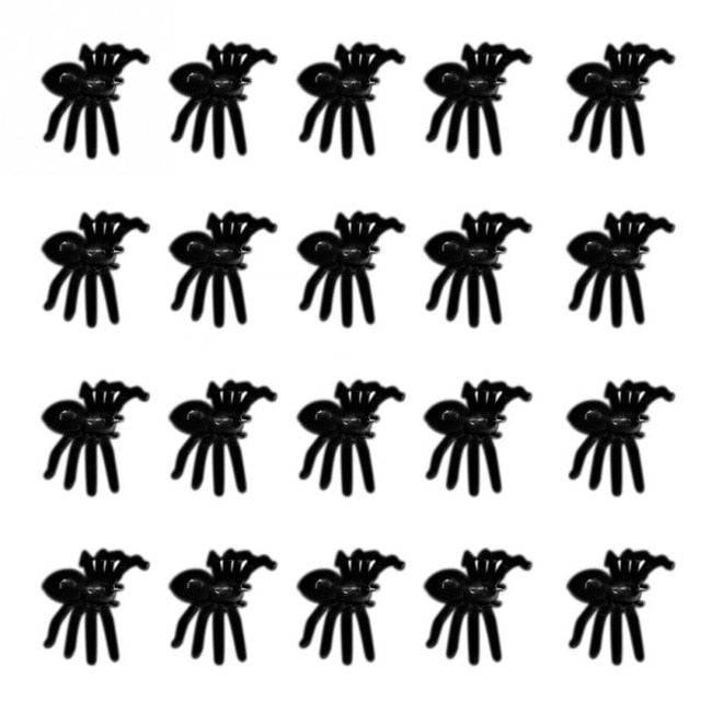 20pcs Halloween Mini Plastic Black Luminous Spider Joking Birthday Toys  DIY Decoration