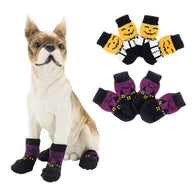 4pcs Pet Dog Knitted Non-slip Socks Halloween Pet Pumpkin Paws Cover Socks  Size S M L XL mascotas Pet Accessories