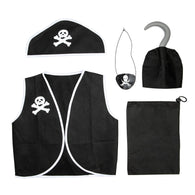 5pcs Children's Cosplay Costumes for Stage Performances Holiday Dress Up Pirate Role Playing Costumes Black Single Size