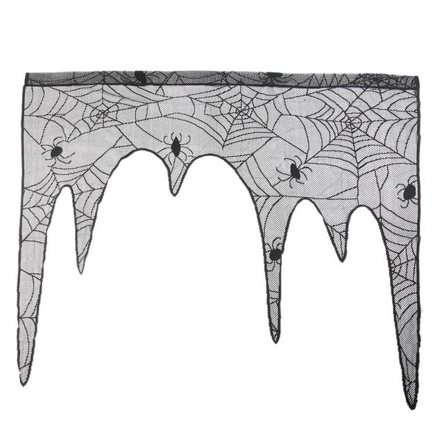 60*20inch 1 Pcs Halloween Decoration Lovely Lace Spiderweb Fireplace Mantle Scarf Cover Curtains Shades Festive Party Supplies