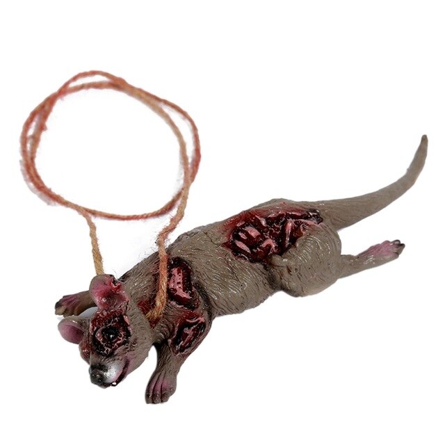 Animal Hanging Decoration Simulation Mouse Bat Spider Pig Head Necklace Halloween Horror Haunted House Decoration Tricky Prop