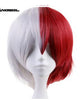 Anogol Anime My Hero Academy Shoto Todoroki Short Straight Half White And Red Synthetic Cosplay Wig For Halloween Costume Party