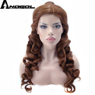 Anogol Belle Beauty And The Beast Natural Long Body Wave Clip Ponytail Brown Princess Synthetic Cosplay Wig For Halloween Party