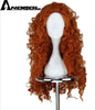 Anogol Free Part Brave Merida Long Orange Deep Wave  High Temperature Fiber Synthetic Hair Princess Cosplay Wigs For Halloween