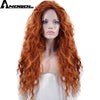 Anogol Free Part Brave Merida Long Orange Deep Wave  High Temperature Fiber Synthetic Hair Princess Cosplay Wigs For Halloween