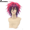 Anogol No Game No Life Sora 30 cm Short Straight Pink Mix Purple Synthetic Costume Cosplay Wig For Halloween Party Role Play