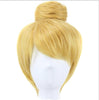 Anogol Short Blonde Fairy Tinker Bell Princess Fancy Dress Cosplay Synthetic Wig For Halloween Party Costume+ Cap