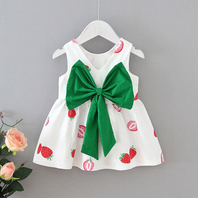 Baby girls Summer Princess unicorn costumes party Dresses Fruits Printed Bow O-Neck Sleeveless Party Princess Dress Clothing