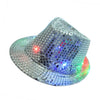 Bar With LED Light Accessories Dance Stylish Sequins Adult Halloween Prop Luminous Photograph Disco Women Jazz Hat Party