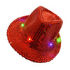 Bar With LED Light Accessories Dance Stylish Sequins Adult Halloween Prop Luminous Photograph Disco Women Jazz Hat Party