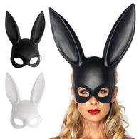 Black/White Women Girl Sexy Rabbit Ears Mask Cute Bunny Long Ears Bondage Mask Halloween Masquerade Party Cosplay Costume Props