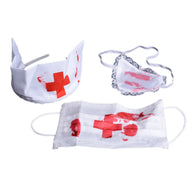 Bloody Nurse Kit Halloween Costume Accessory Cosplay Props Fancy Dress Up Set Mask,Headpiece And Eyepatch