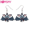 Bonsny Acrylic Halloween Anime Blood Bat Earrings Drop Dangle Fashion Novelty Animal Jewelry For Women Girls Teen Accessory Bulk