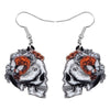 Bonsny Acrylic Halloween Floral Skull Skeleton Earrings Drop Dangle Jewelry For Women Girls Teen Party Decoration Gift Accessory