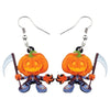 Bonsny Acrylic Halloween Smile Pumpkin Reaper Earrings Drop Dangle Cartoon Decoration Jewelry For Women Girls Teens Accessories