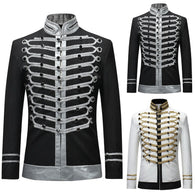 CALOFE 2019 Fashion Retro Jacket Men Gothic Steampunk Tunic Rock Frock Uniform Male Punk Costume Metal Military Coat Outwear