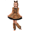 Children Halloween Cosplay Party Costume Dress Little Girls Cute Tiger Dress Leg-sleeve With Headband
