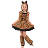 Children Halloween Cosplay Party Costume Dress Little Girls Cute Tiger Dress Leg-sleeve With Headband