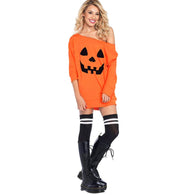 Costume Dress Cold Shoulder Sexy Vintage Women Clothing Tops Halloween Pumpkin Print Dresses Gifts Elegant Fancy Mujer Vestidos