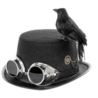 DIY Helloween Assembly Steampunk Hat With Goggles Gears Black Crow Bird Costume Helloween Party Hats