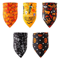 Dog Bandanas Pet Pumpkin Printed Scarf Halloween Pet Bandana For Dog Cotton Washable Collar Cat Dog Scarf Large Dog Accessories