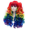 Double Clip Ponytail+Hair Cap+Long Body Wave My Little Pony Rainbow Dash Synthetic Cosplay Wig For Party Halloween