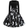 Dress Long Sleeve Printed Sexy Women Vintage Vetement Vestidos De Festa 50s Housewife Halloween Evening Party Prom High Quality