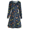 Dress Women Halloween Costume O-Neck Spider Print Long Sleeve Elegant Sexy Casual Evening Party Women Vestidos Elbise Robe Mujer