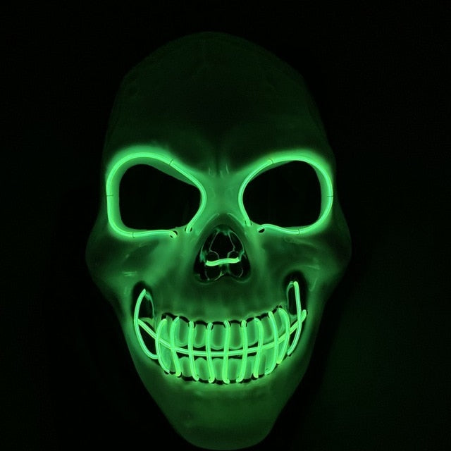 EL Neon Skull Mask Glowing Mask Halloween Horror Mask Halloween Cosplay Party 2019 Hot Sale