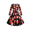 Fast Sending Girl Women Long Sleeve Pumpkins Skull Halloween Dresses Evening Prom Costume Swing Dress Party Props DropShipping