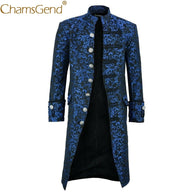 Free Shipping Men's Vintage Gothic Style Single Breasted Stand Collar Long Jacket Coat Halloween Cosplay Costume for Show 9817