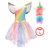 Girls Unicorn Costume Princess Dress New 2019 Girls Prom Cosplay Tutu Dress With Headband Summer Dresses for kids Girls