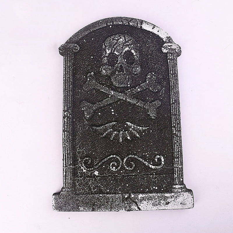 HOMYY Animated Halloween Foam RIP Graveyard Tombstone Halloween Decorations Skeleton Face