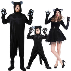 Halloween Adult kids Black Cat Costume Cosplay Animal Black Cat Parent-Child Stage Performance Clothes Hot