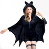 Halloween Bodycon Party Costume Bat Wings Gothic Style V Neck Long Sleeves Plus Size Women Autumn Winter Solid Mini Costume