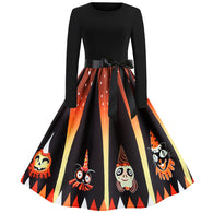 Halloween Dresses Woman Party Night Sexy Women Long Sleeve Autumn Dress Elegant Vintage Bow Fashion Gothic Dress Women Clothes