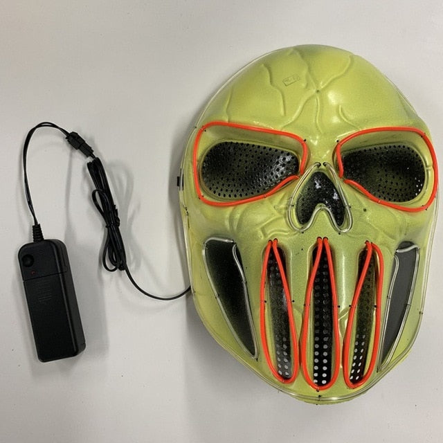 Halloween Ghost Dance Party And Bar Environment-friendly Plastic Gorgeous Color Luminous LED Mask
