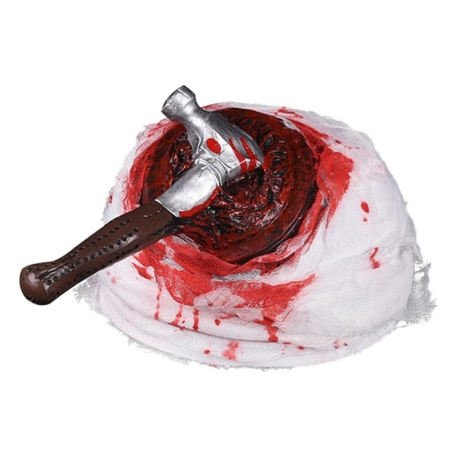 Halloween Horror Bloody Gauze Hat Injured Zombie Brain For Adults Cosplay Tricky Props Halloween Haunted House Dress Up Costume