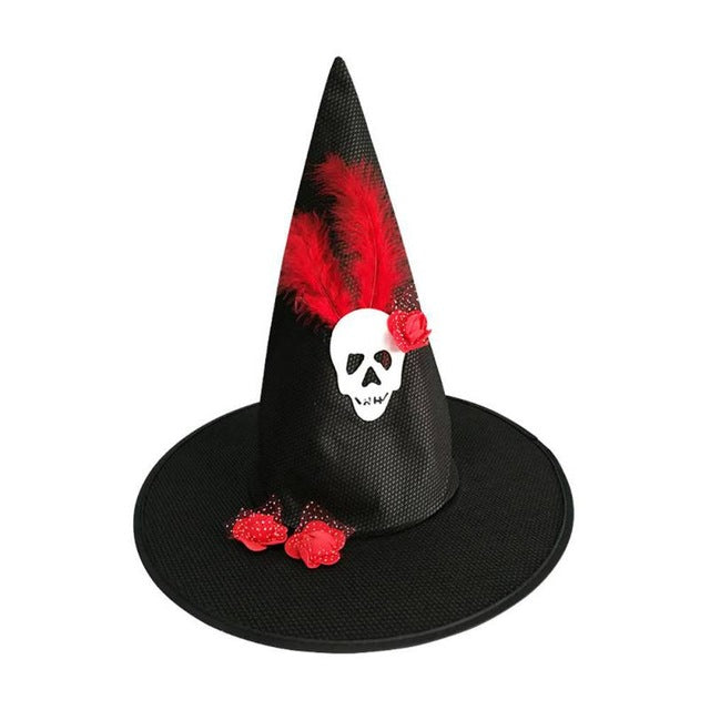 Halloween Masquerade Party Hat Performance Cosplay Cap Halloween Supplies Witch Decorative Cap Skeleton Spider Feather Costume