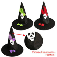 Halloween Masquerade Party Hat Performance Cosplay Cap Halloween Supplies Witch Decorative Cap Skeleton Spider Feather Costume