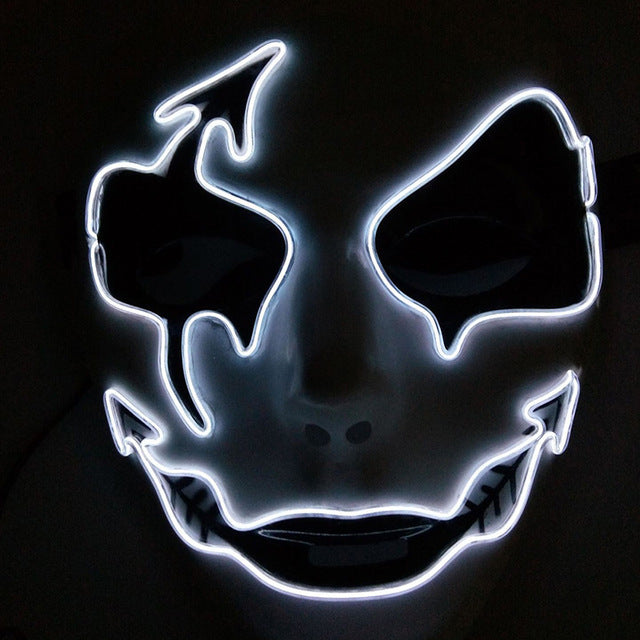 Halloween Panic Mask Night Atmosphere Decorative Full Face Mask Men Women Wear LED Light-emitting Ghoststep Mask Horror Decor