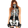 Halloween Print Dress Sleeveless Dress Horror Mask Bones Print Skirt Vest Mini Dress