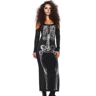 Halloween Printed Dress Long Sleeve Dress Terrorist Bones Slim Openwork Long Sleeve Skirt