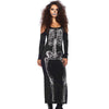 Halloween Printed Dress Long Sleeve Dress Terrorist Bones Slim Openwork Long Sleeve Skirt