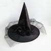 Halloween Striking Lace Mesh Witch Hat With Feather Rose Portable Adult Witch Hat Halloween Party Cos Props