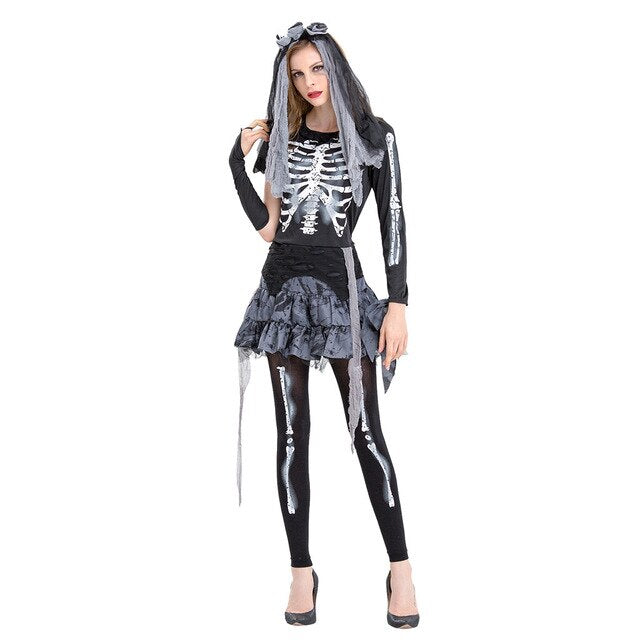 Halloween Women Vintage Gothic Dress 2020 Winter Fashion Print Casual Long Sleeve Cosplay Armored Bride Dress vestidos mujer