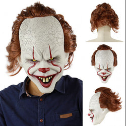 Horror! Halloween Scary Clown Mask Long Hair Ghost Scary Mask Props Grudge Ghost Hedging Zombie Mask Realistic Latex Masks